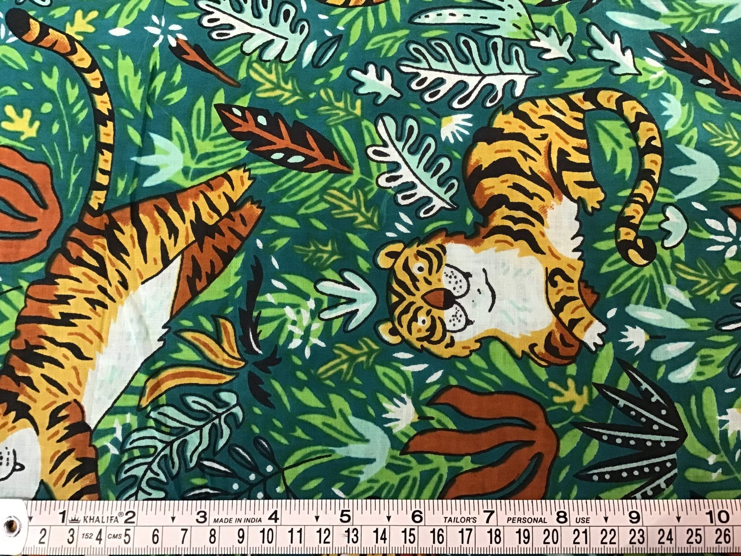 Happy Tiger Screen Printed Fabric 100% Cotton - Violet Elizabeth - Haberdashery