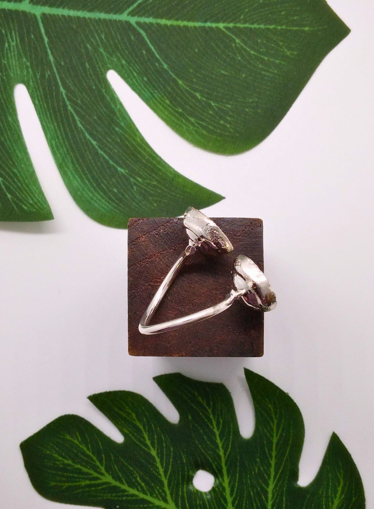 Hot Pink Double Geode Druzy Silver Ring - Violet Elizabeth - Jewellery