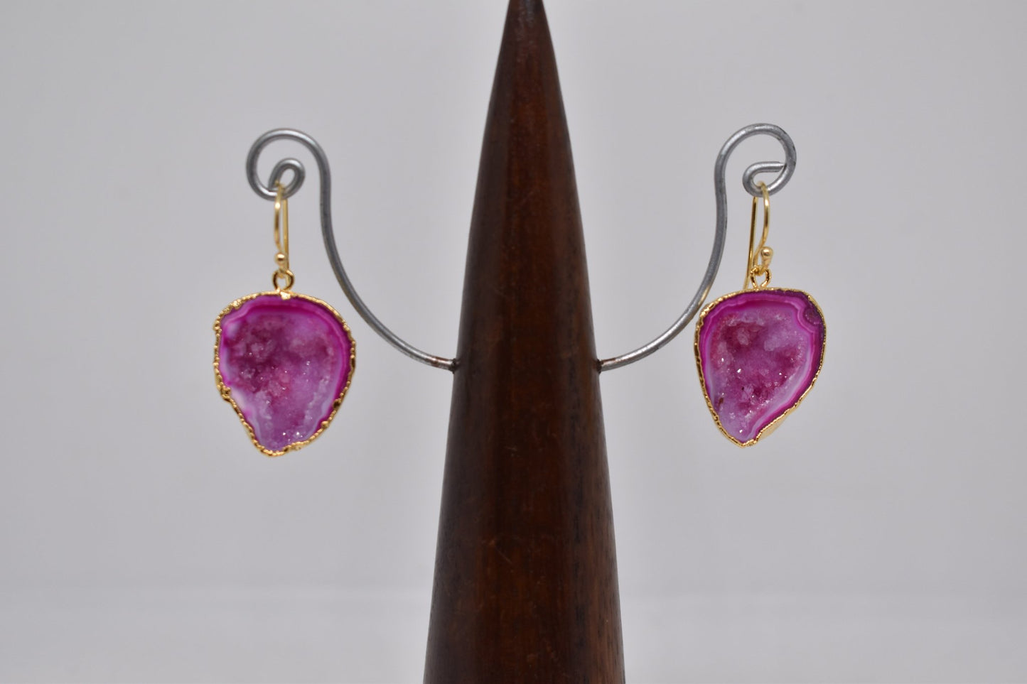 Hot Pink Geode Druzy Earrings - Violet Elizabeth - Jewellery