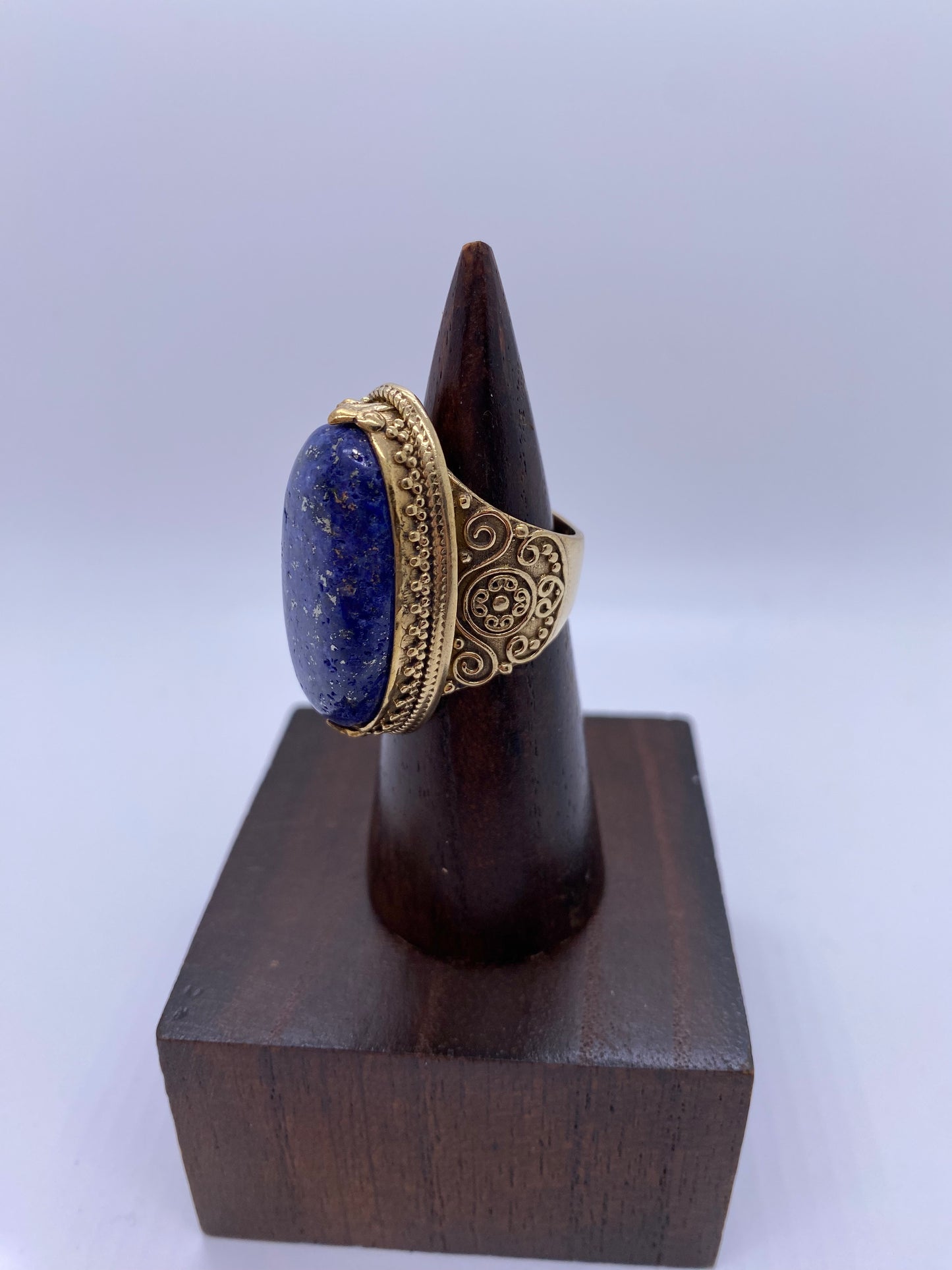 Vintage Engraved Brass Ring: Various gemstones - Violet Elizabeth