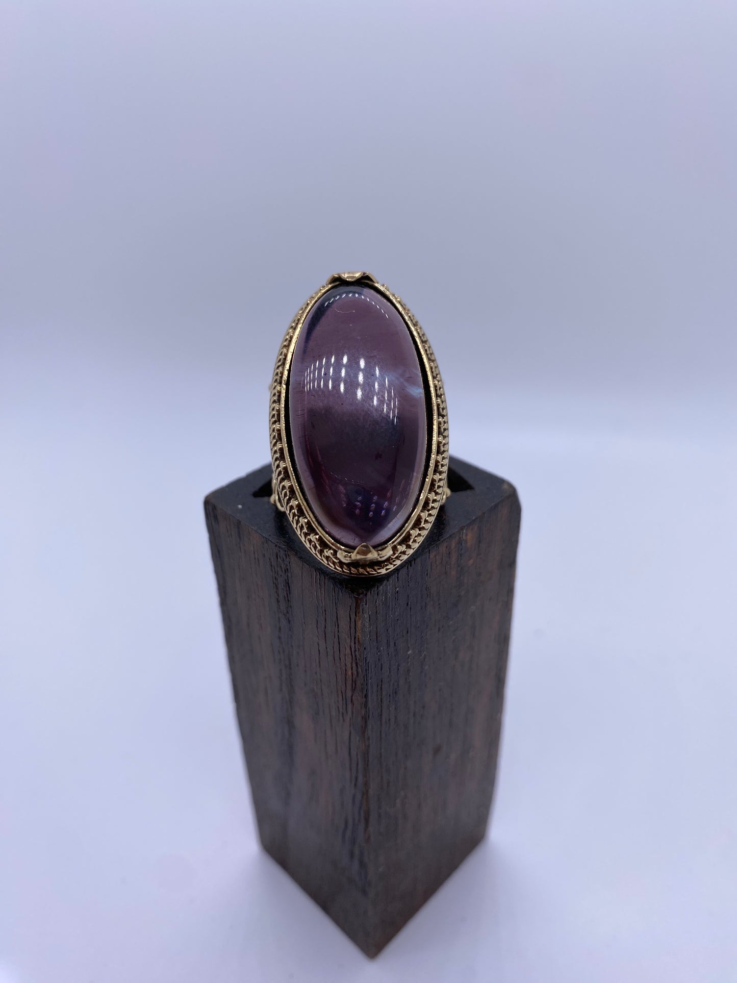 Vintage Engraved Brass Ring: Various gemstones - Violet Elizabeth