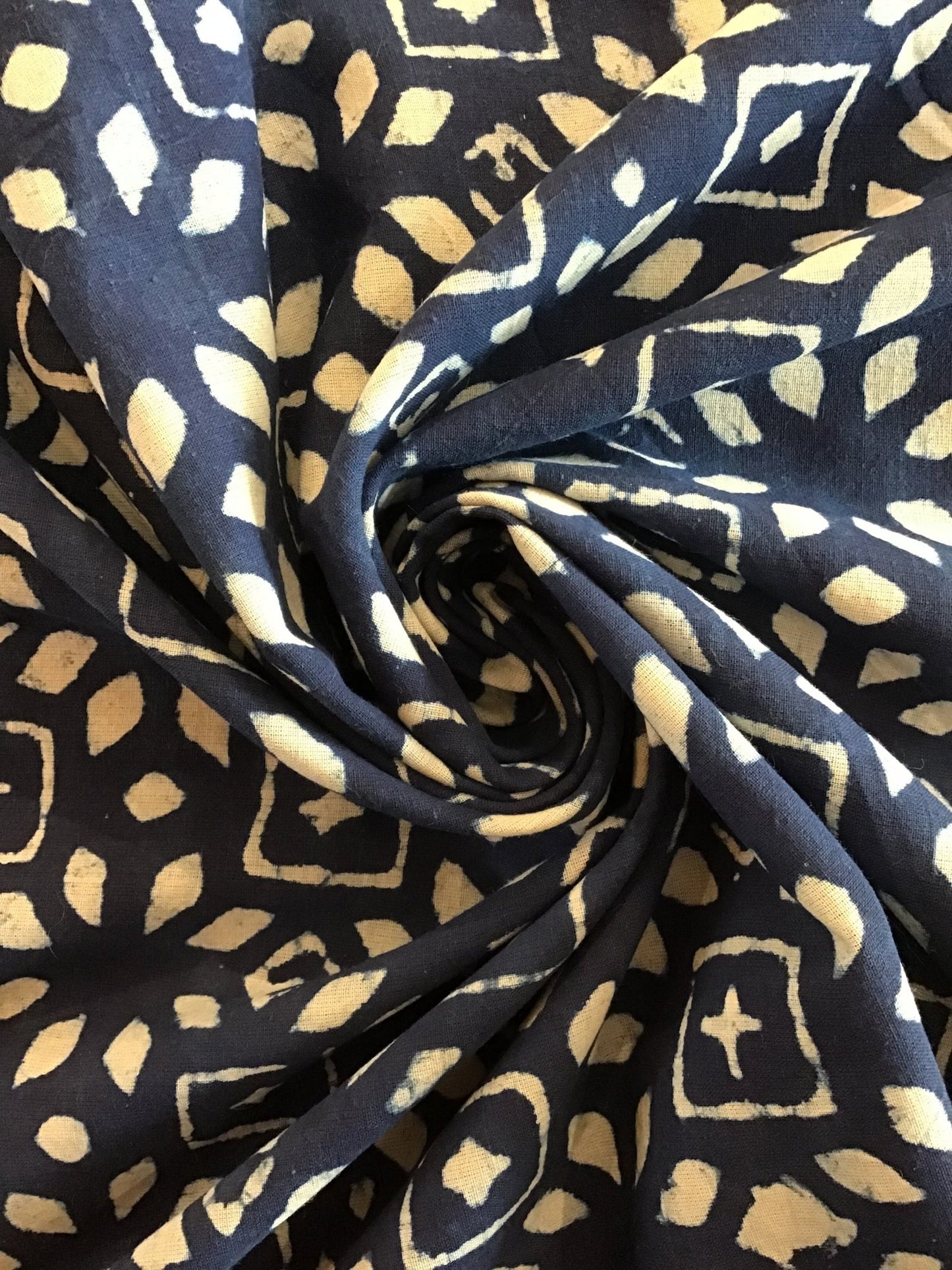 Indigo window Batik Hand Printed Pure Cotton Fabric - Violet Elizabeth - Haberdashery