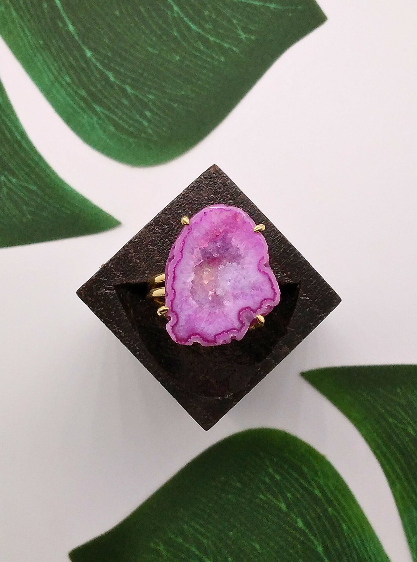 Magenta Claw Geode Druzy Ring - Violet Elizabeth - Jewellery