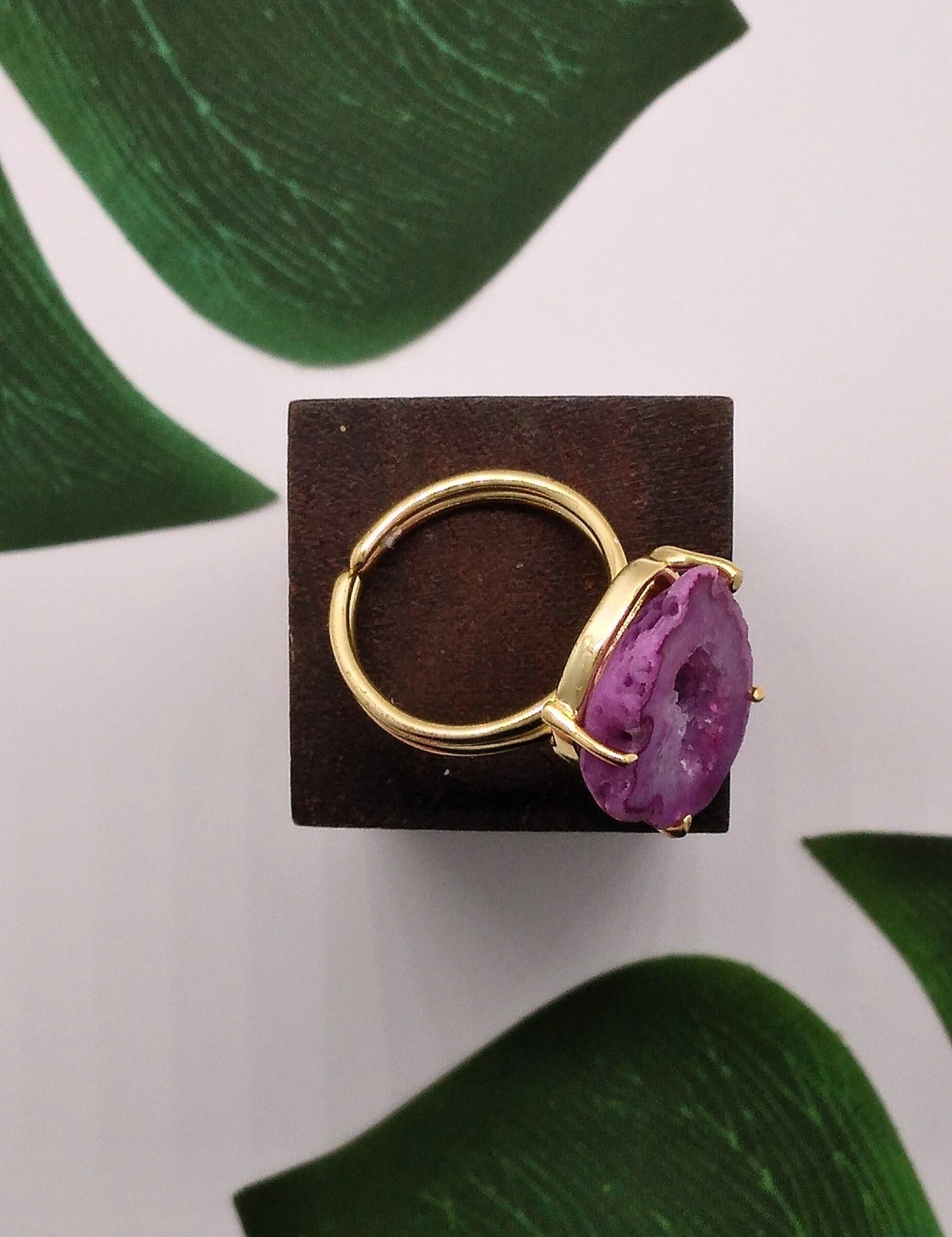 Magenta Claw Geode Druzy Ring - Violet Elizabeth - Jewellery