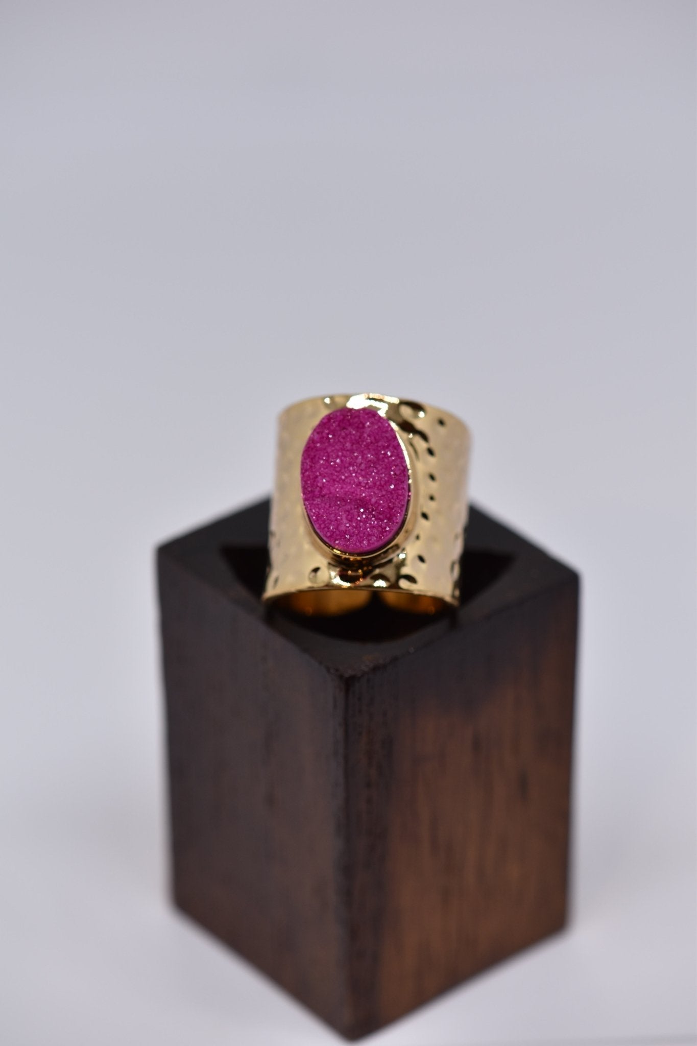 Magenta Crystal Crush Agate Ring - Violet Elizabeth - Jewellery
