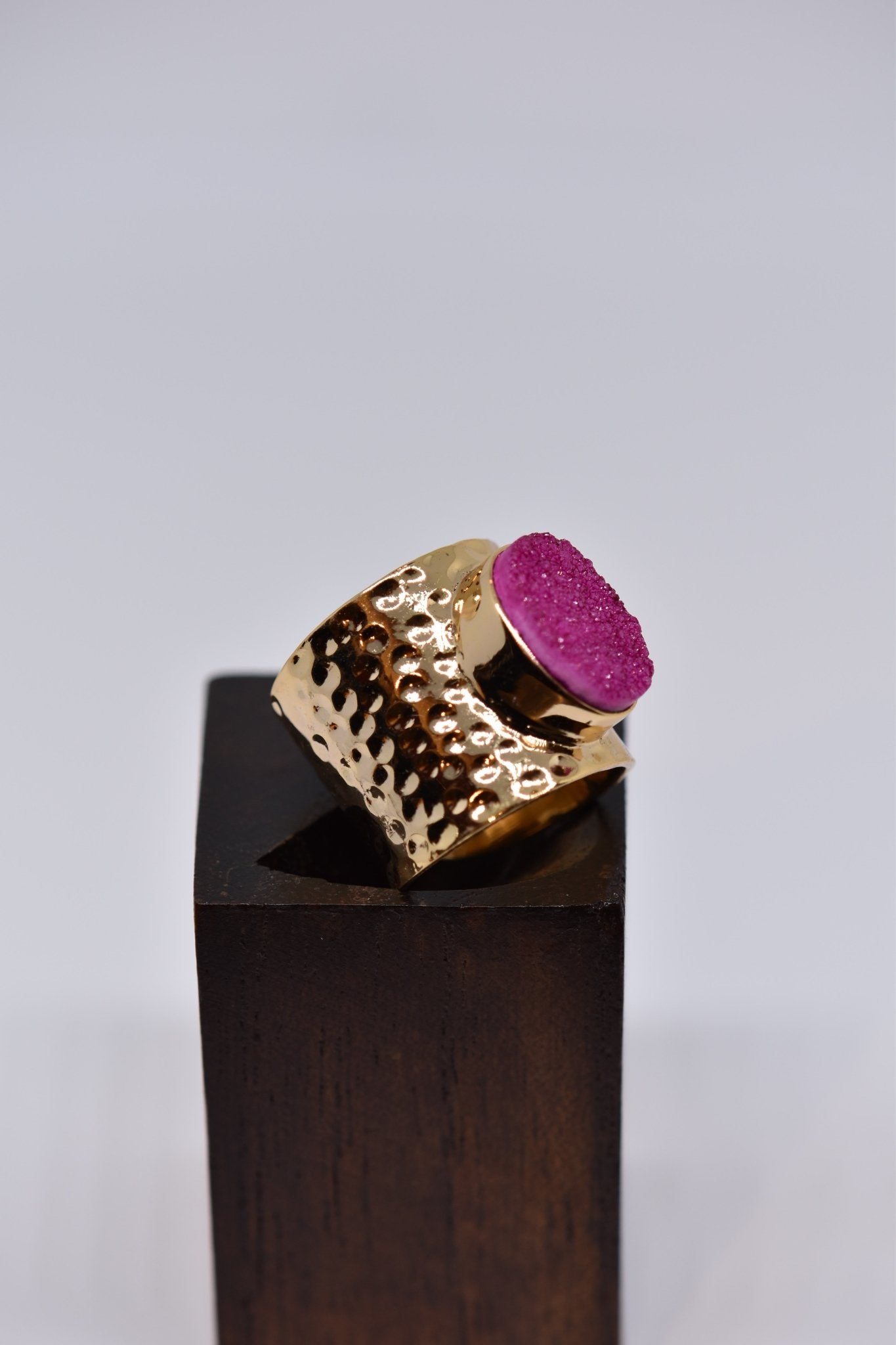 Magenta Crystal Crush Agate Ring - Violet Elizabeth - Jewellery