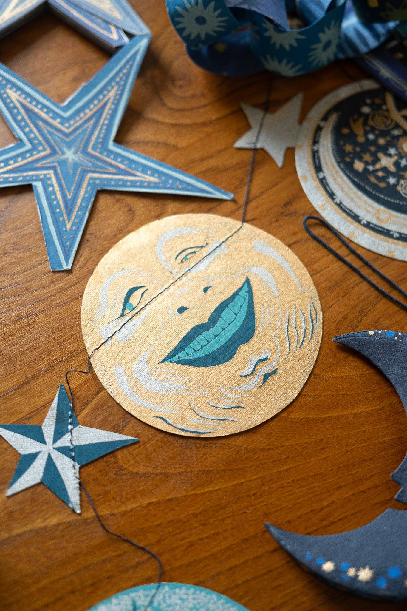 Man on the Moon Sewn Garland - Violet Elizabeth -