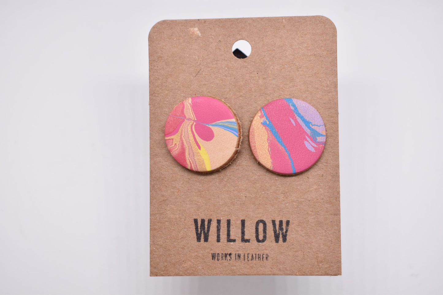 Medium Marbled Leather Earrings - Violet Elizabeth - Jewellery