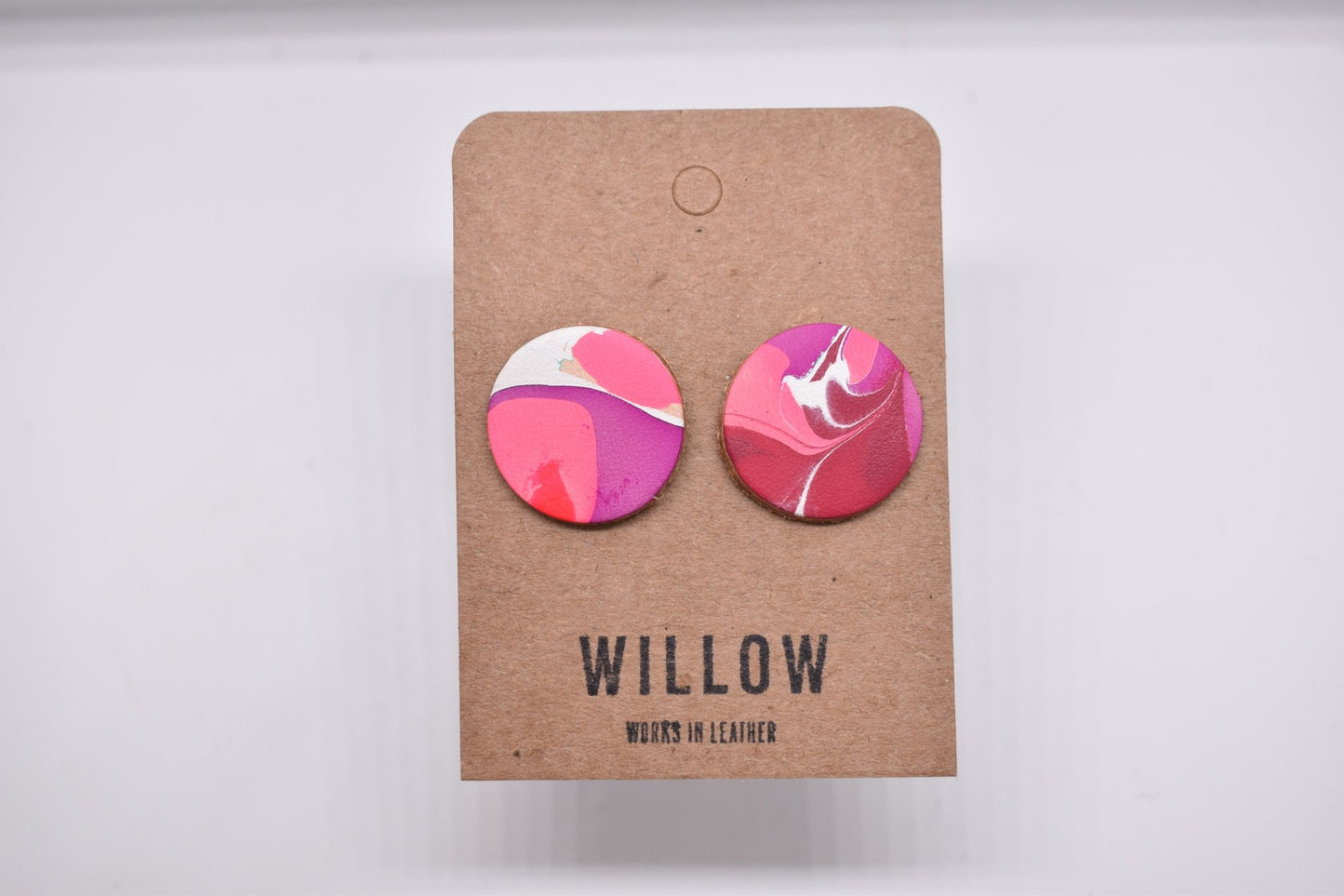 Medium Marbled Leather Earrings - Violet Elizabeth - Jewellery
