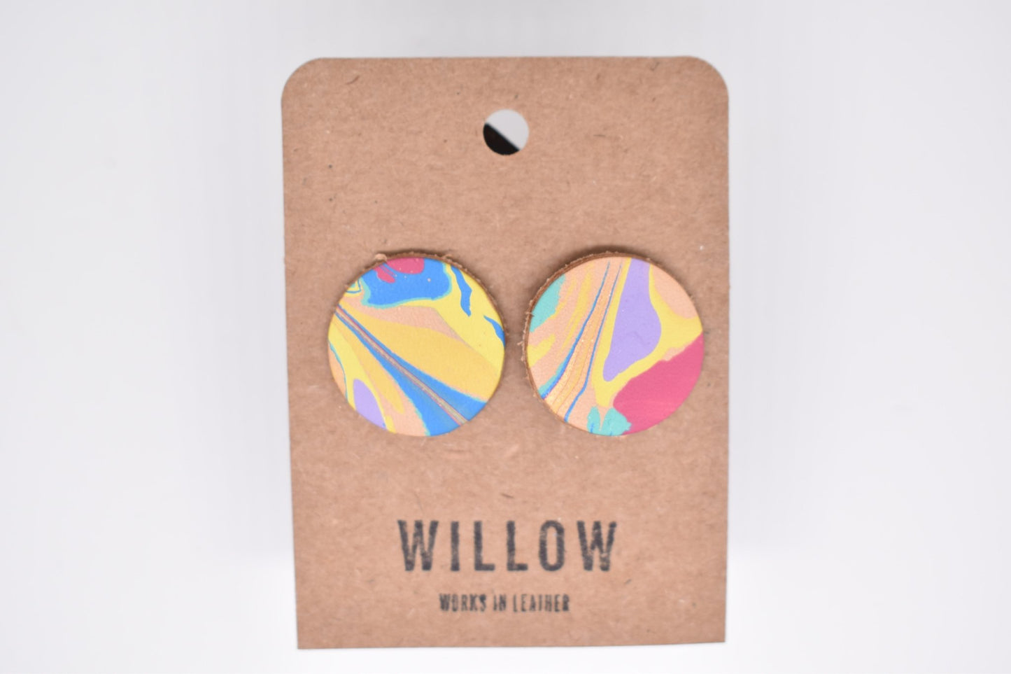 Medium Marbled Leather Earrings - Violet Elizabeth - Jewellery