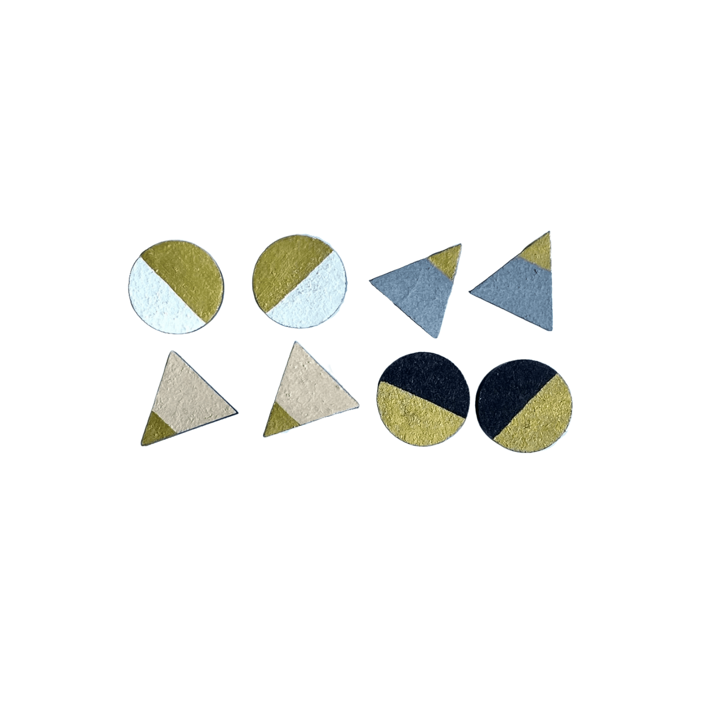 Mono gold four piece hand painted wooden earrings stud set - Violet Elizabeth -