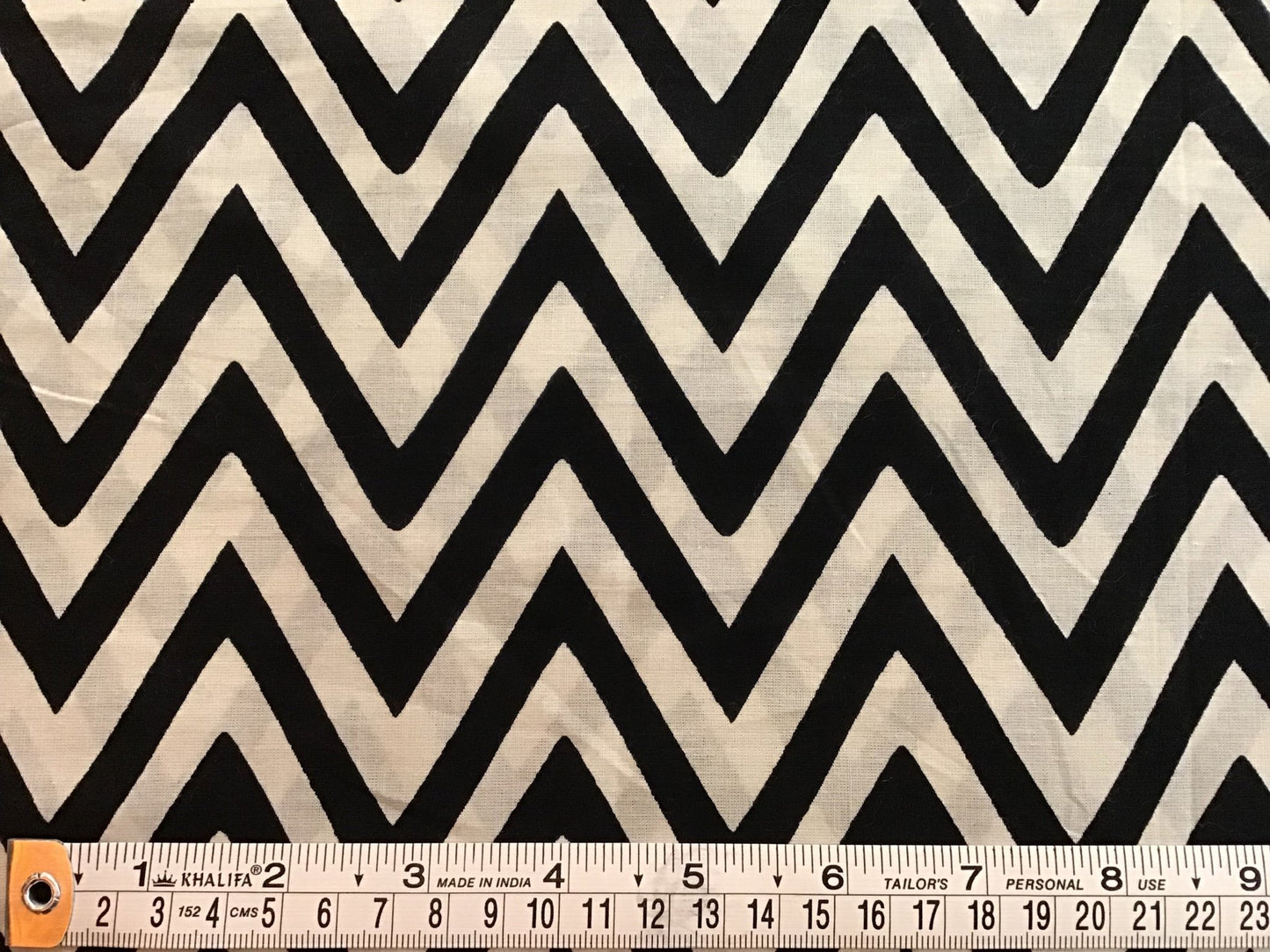 Monochrome shevron Screen Printed Fabric 100% Cotton - Violet Elizabeth - Haberdashery