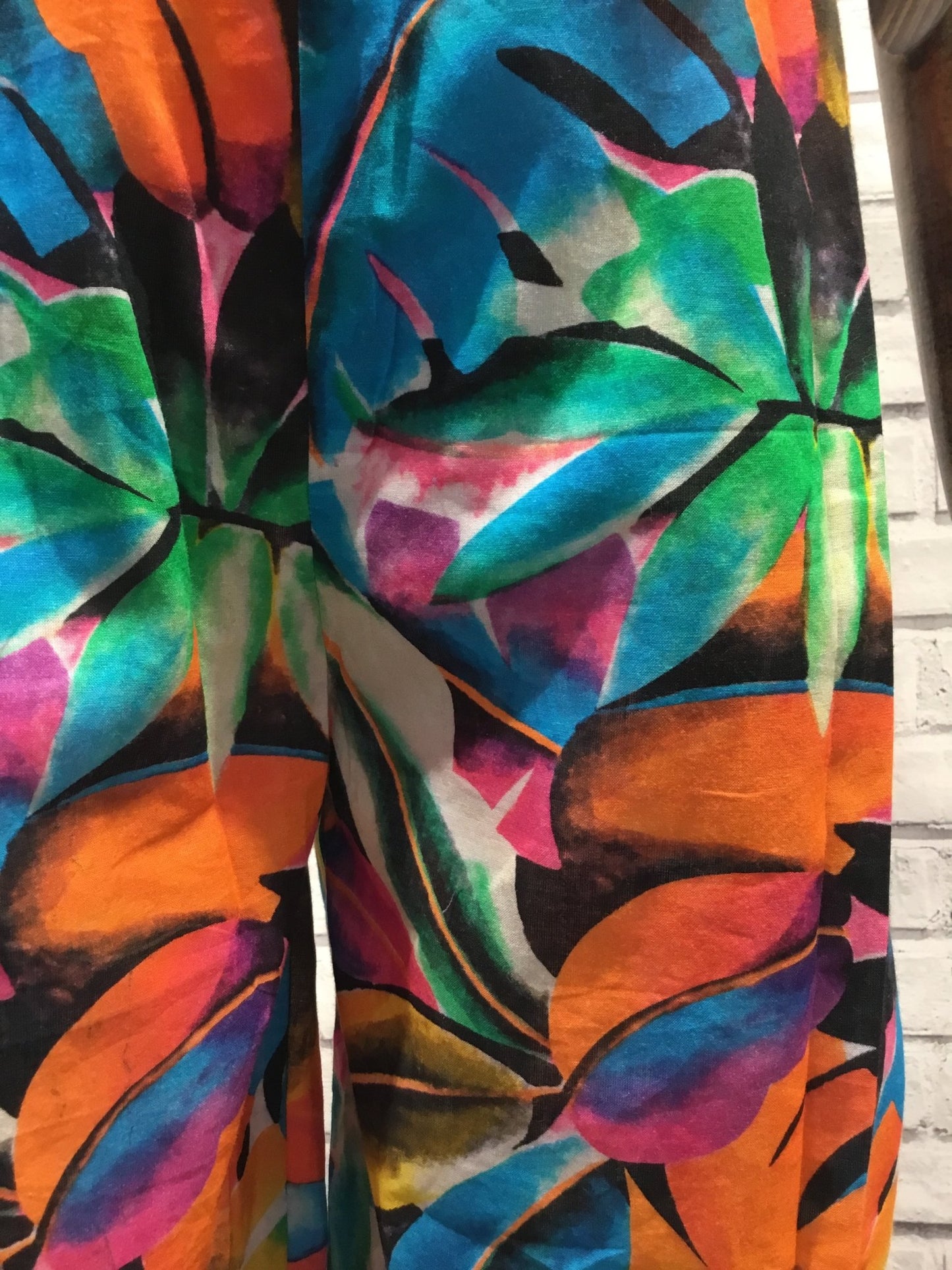 Multicoloured tropical leaf Print Trousers - Violet Elizabeth - Clothing