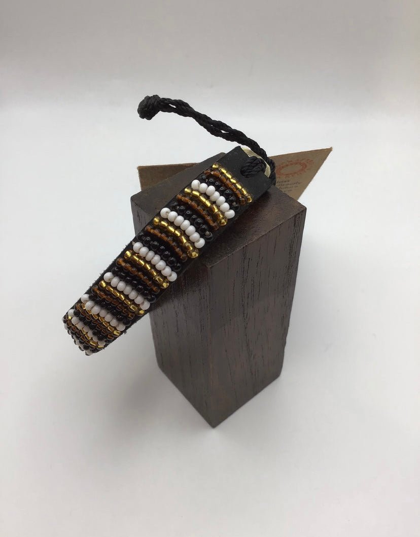 Nature inspired Glass Beaded leather bracelet - Violet Elizabeth - Jewellery