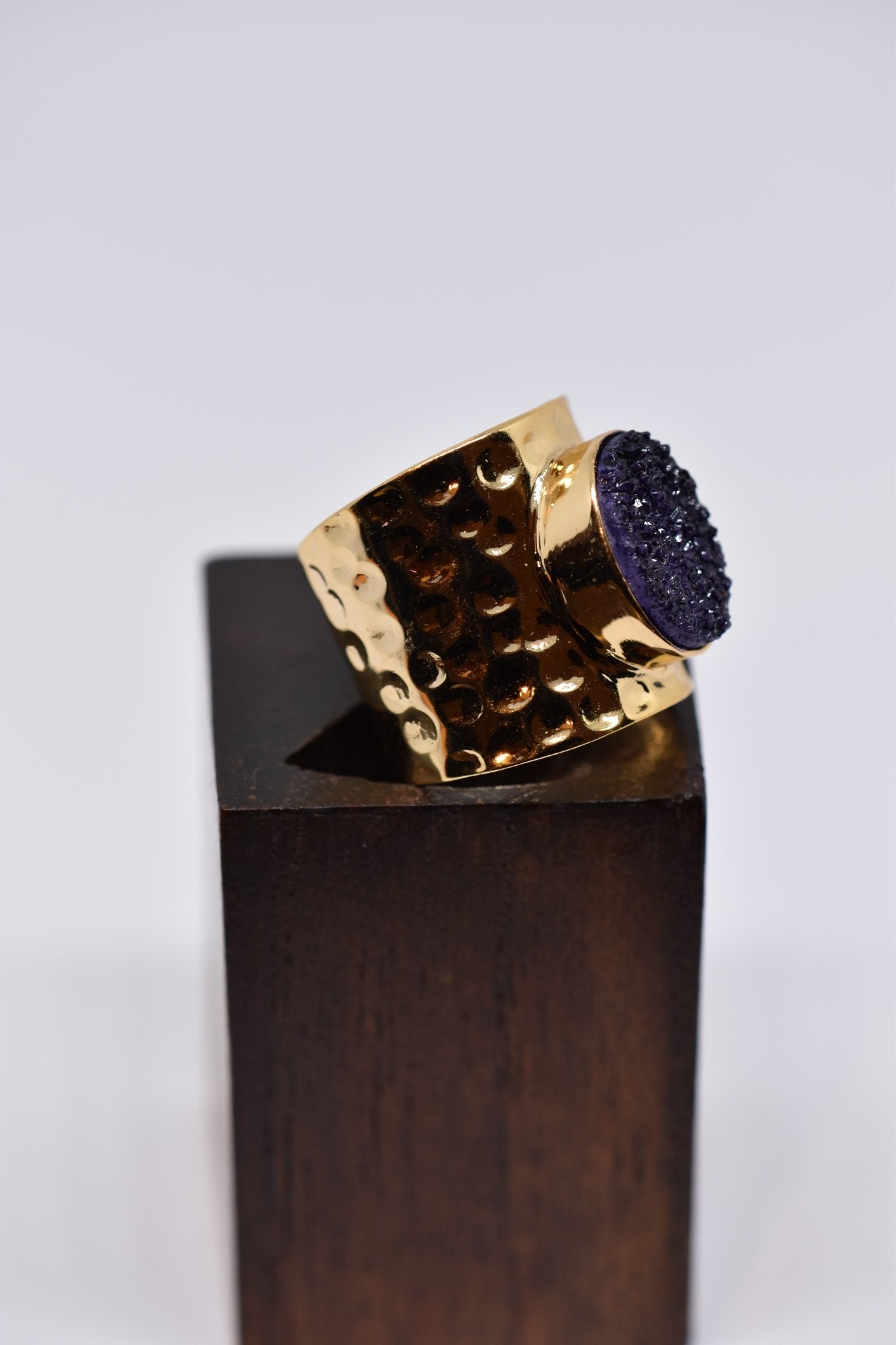 Ocean Blue Crystal Crush Agate Ring - Violet Elizabeth - Jewellery