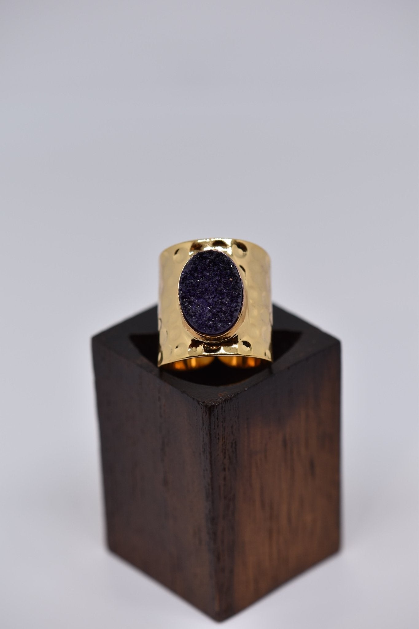 Ocean Blue Crystal Crush Agate Ring - Violet Elizabeth - Jewellery