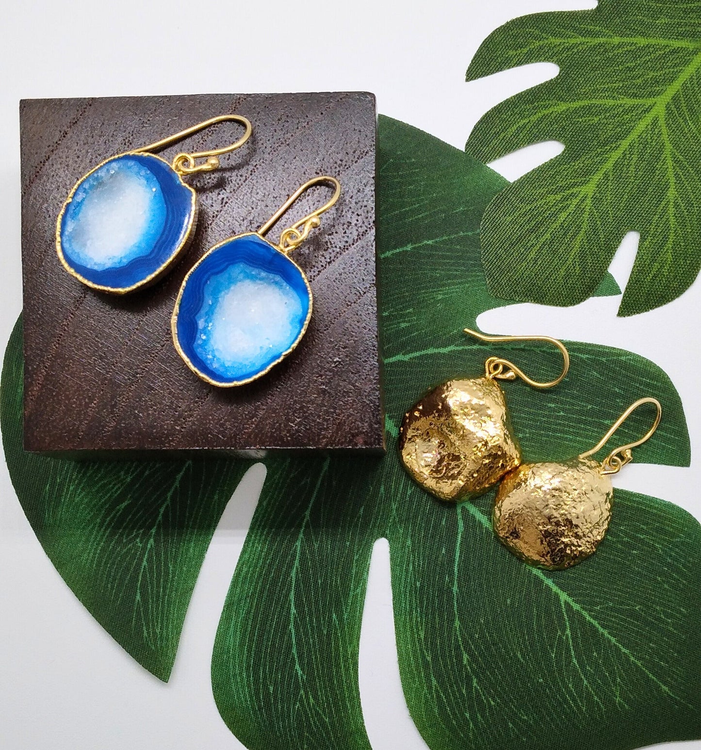 Ocean Blue Geode Druzy Earrings - Violet Elizabeth - Jewellery