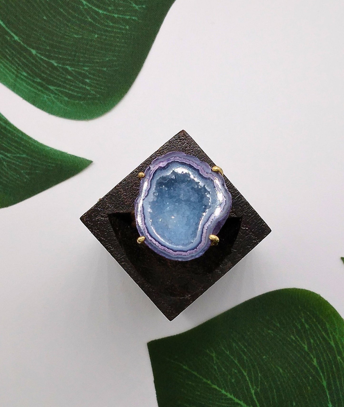 Ocean Purple Claw Geode Druzy Ring - Violet Elizabeth - Jewellery