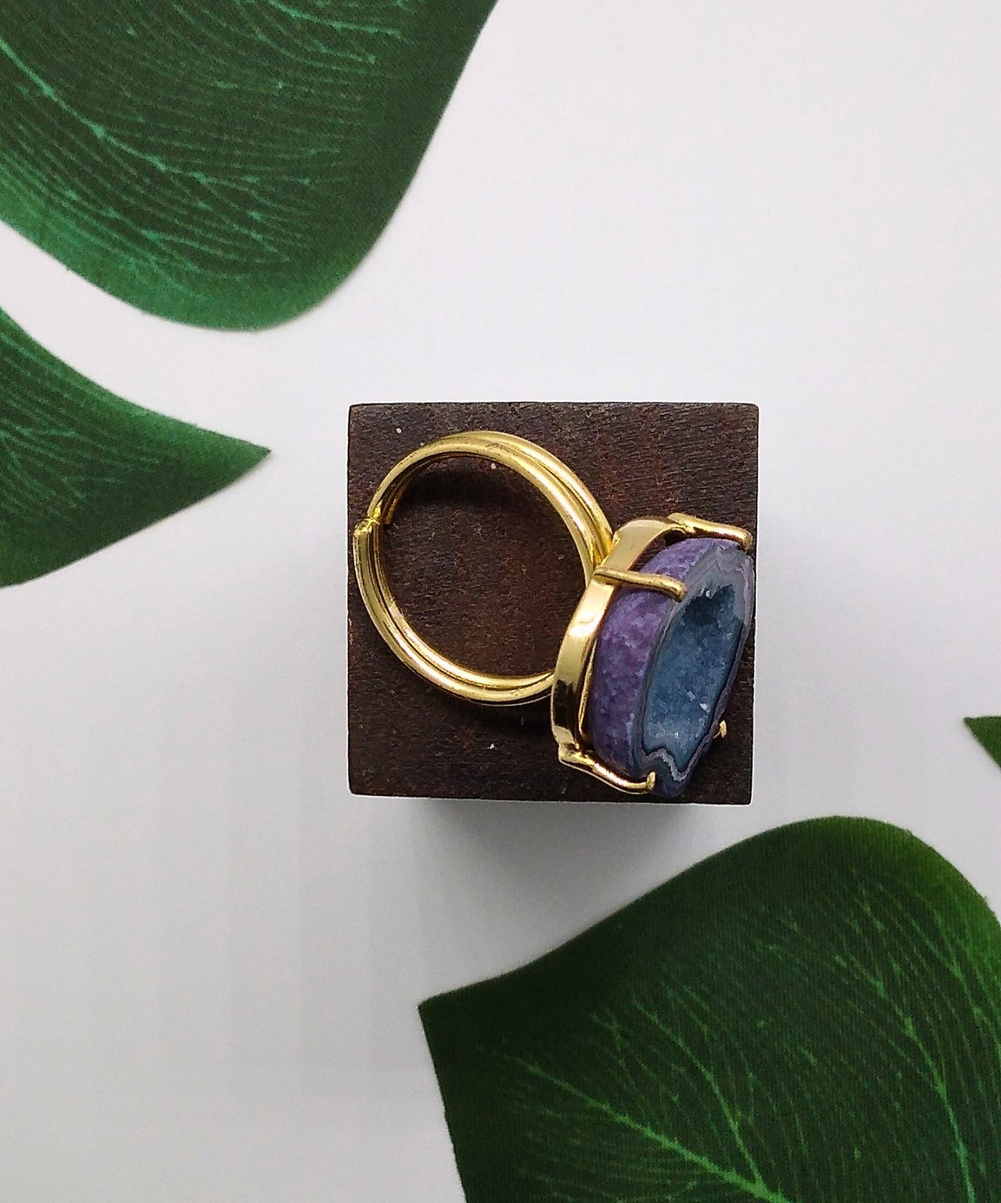 Ocean Purple Claw Geode Druzy Ring - Violet Elizabeth - Jewellery