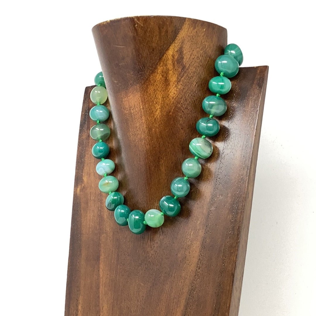 Oval Cut Agate Bead necklace - Violet Elizabeth - Jewellery