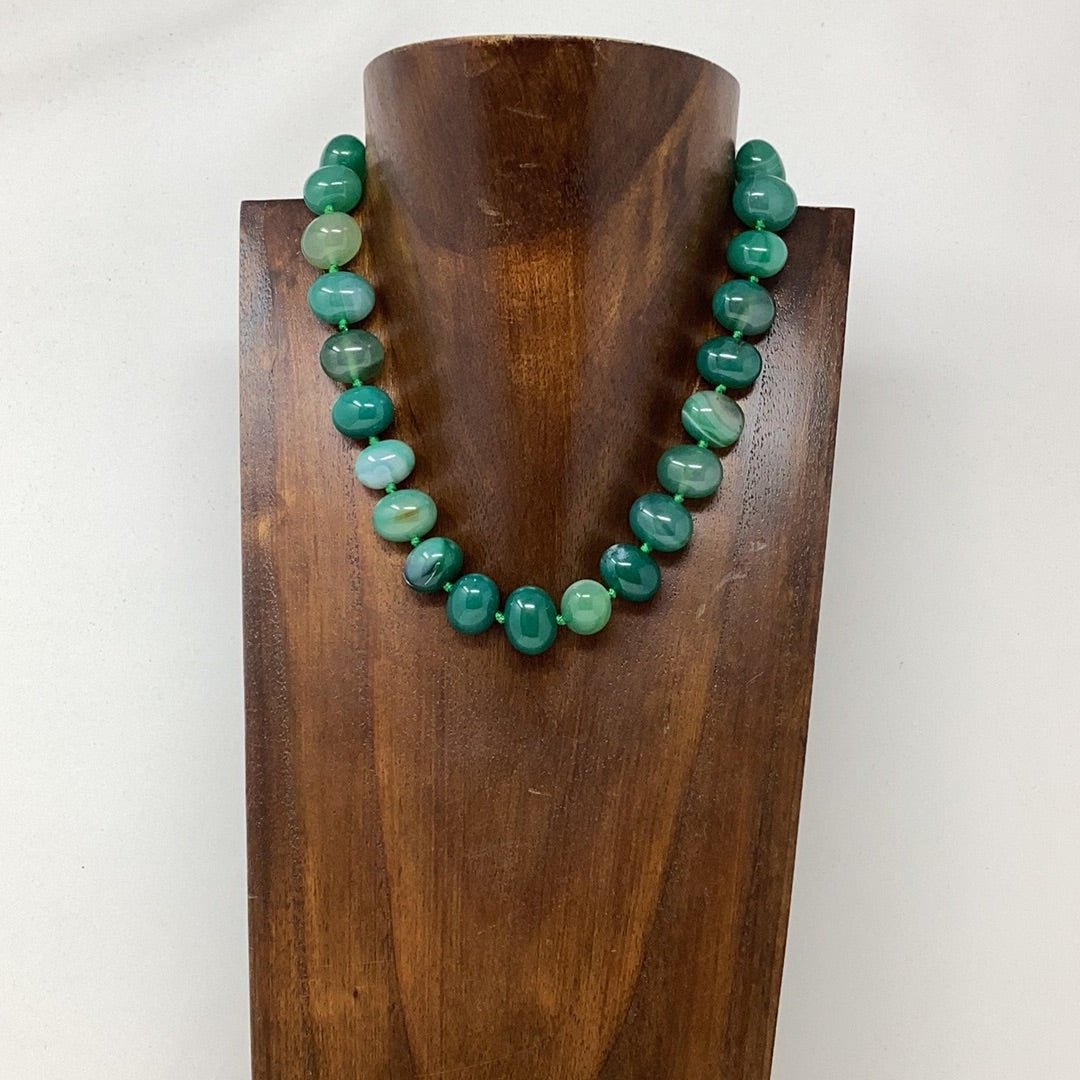 Oval Cut Agate Bead necklace - Violet Elizabeth - Jewellery