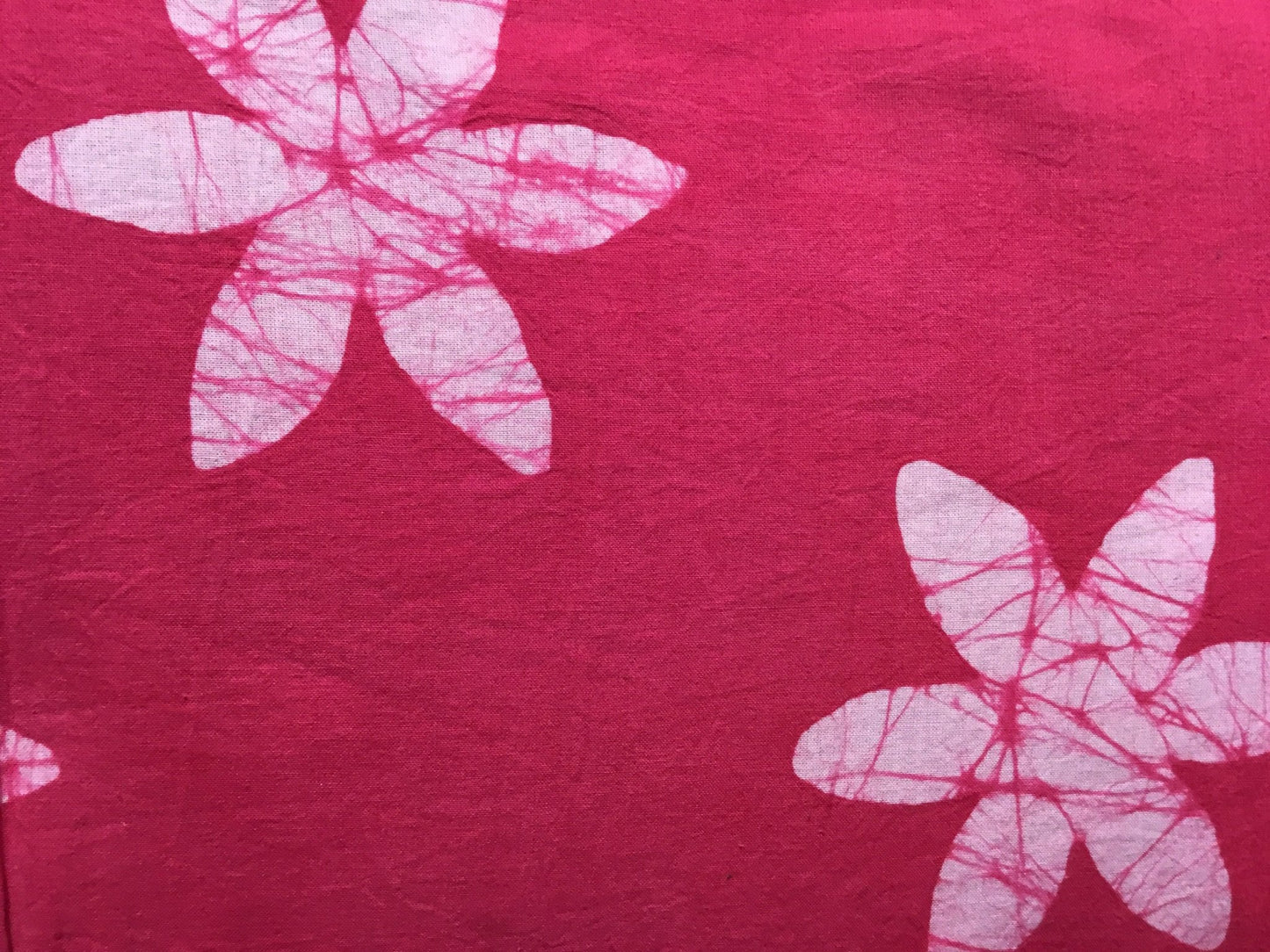 Pink star flower Batik Hand Printed Pure Cotton Fabric - Violet Elizabeth - Haberdashery