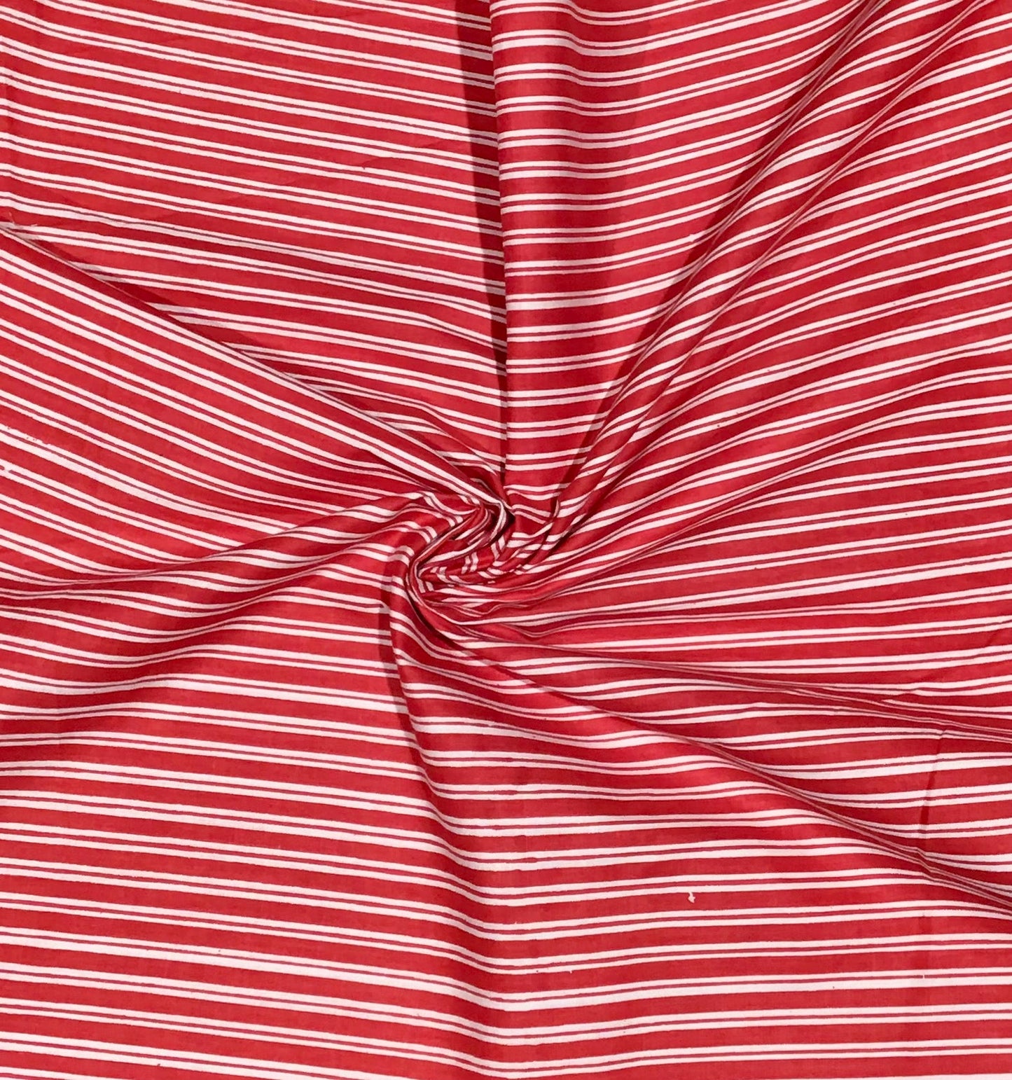 Red and white stripe Screen Printed Fabric 100% Cotton - Violet Elizabeth - Haberdashery