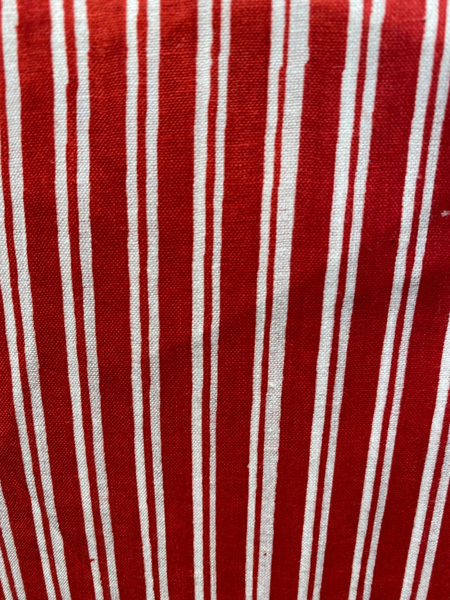 Red and white stripe Screen Printed Fabric 100% Cotton - Violet Elizabeth - Haberdashery
