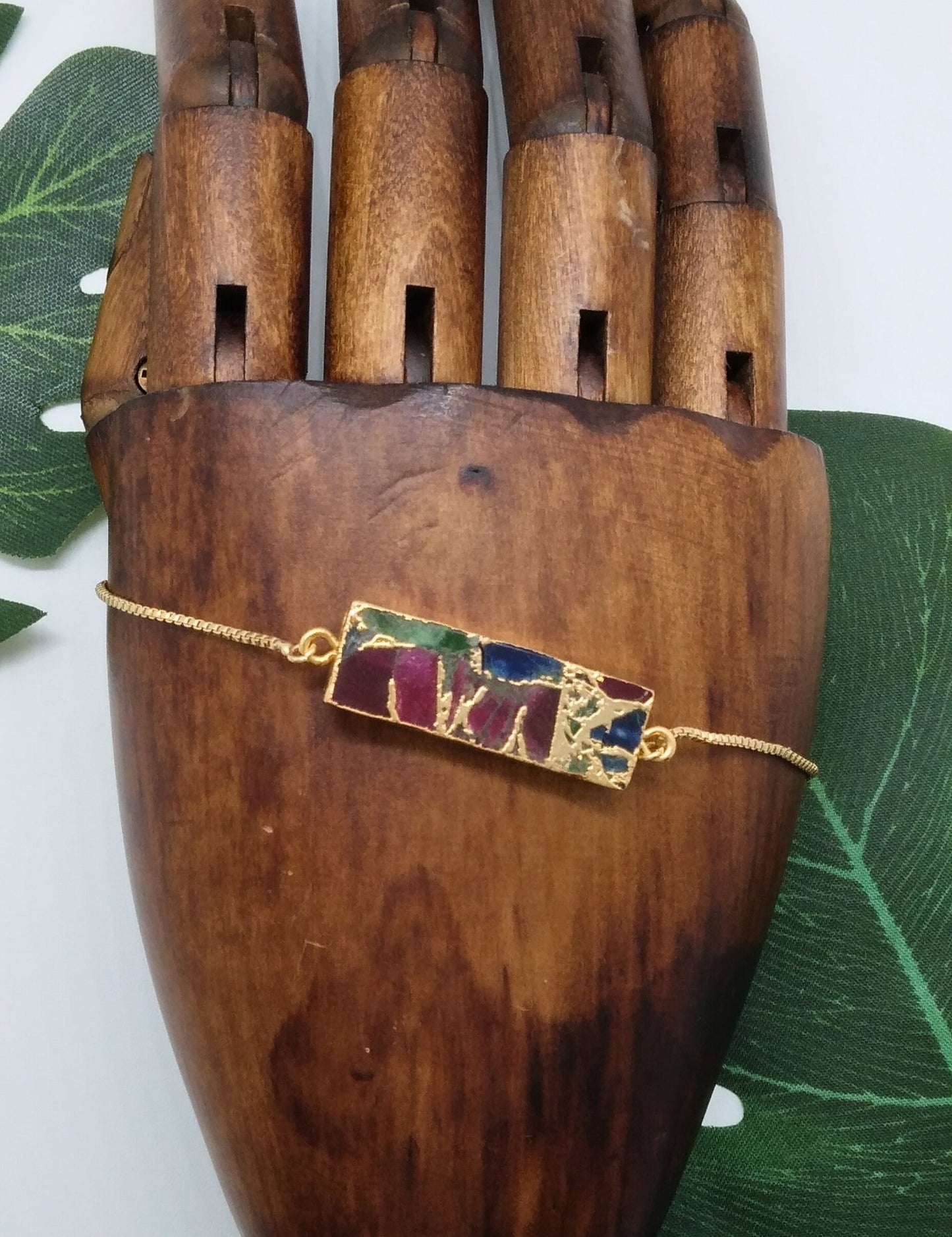 Red, Green and Blue Jasper Crackle Bracelet - Violet Elizabeth - Jewellery