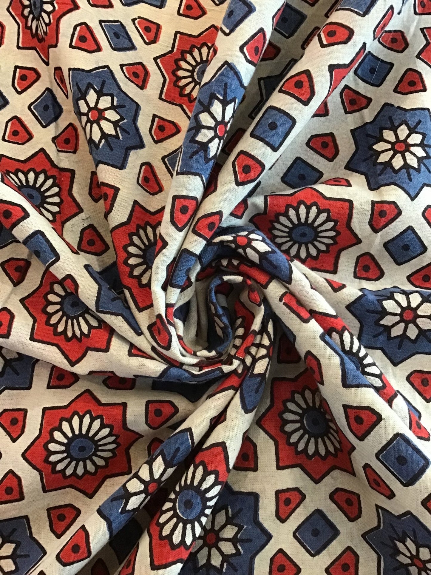 Red indigo window Batik Hand Printed Pure Cotton Fabric - Violet Elizabeth - Haberdashery