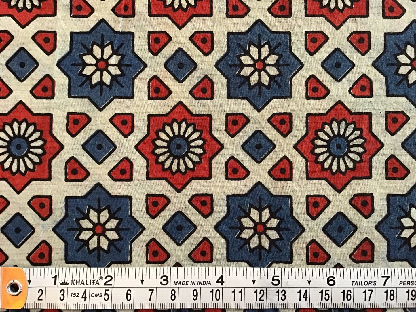 Red indigo window Batik Hand Printed Pure Cotton Fabric - Violet Elizabeth - Haberdashery