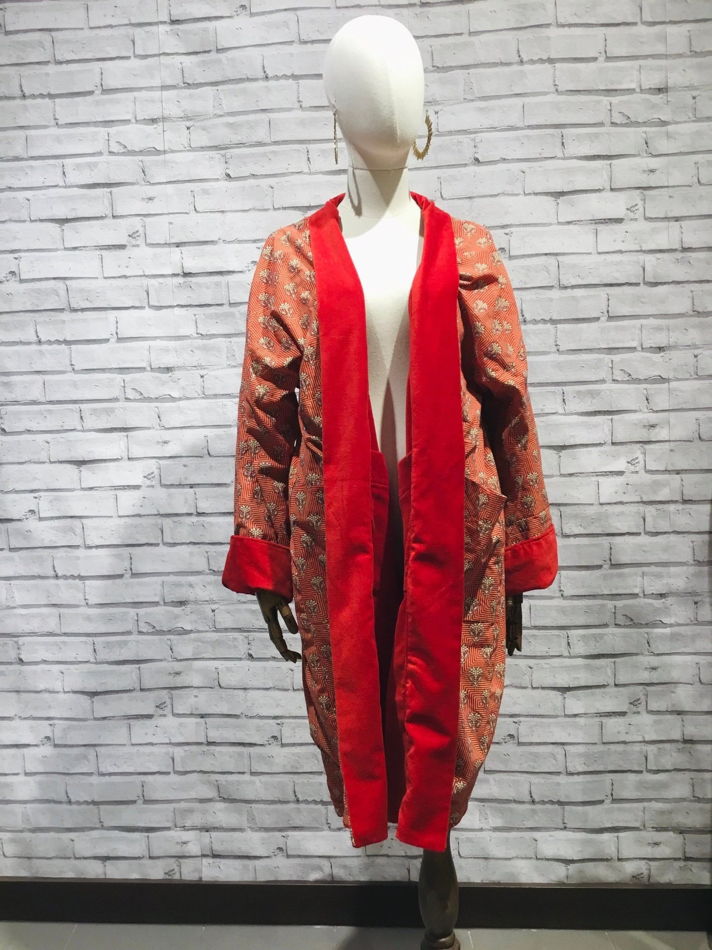Red Lotus Velvet Coat - Violet Elizabeth - Clothing