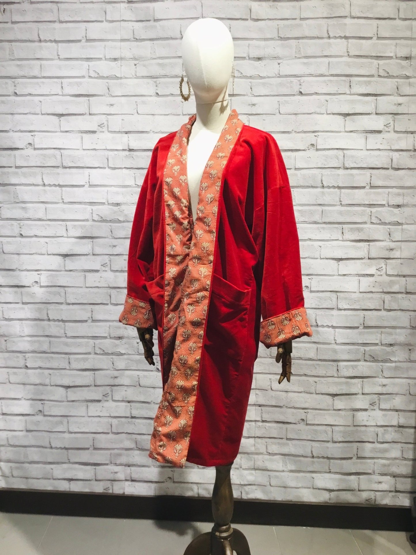 Red Lotus Velvet Coat - Violet Elizabeth - Clothing