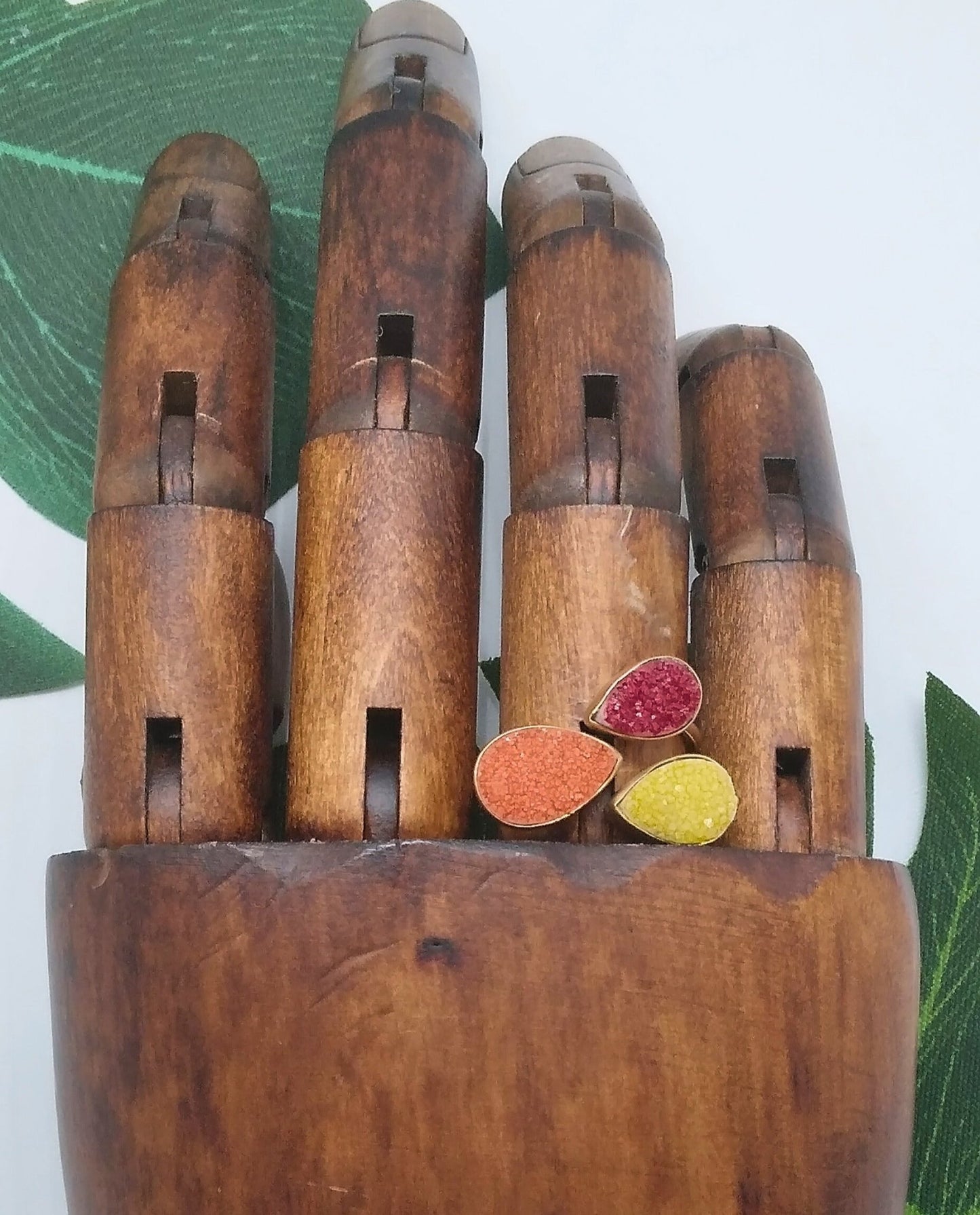 Red, Orange and Yellow Triple Sugar Druzy Ring - Violet Elizabeth - Jewellery
