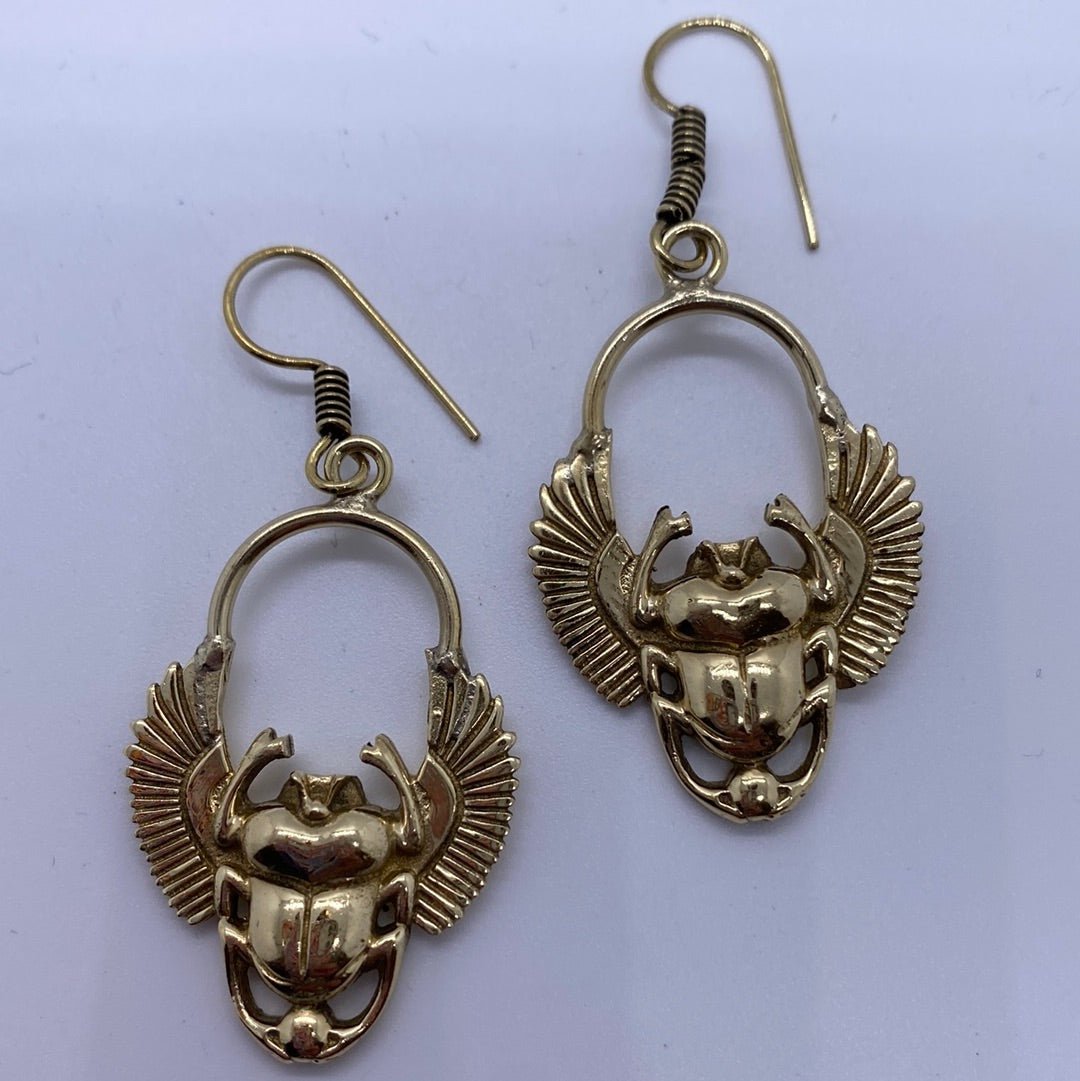 Scarab brass small hoop earrings - Violet Elizabeth - Jewellery