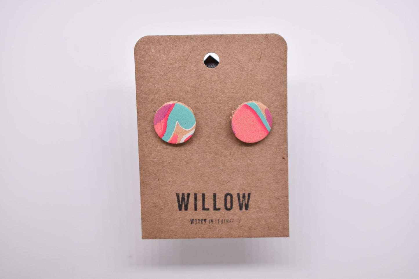 Small Marbled Leather Earrings - Violet Elizabeth - Jewellery