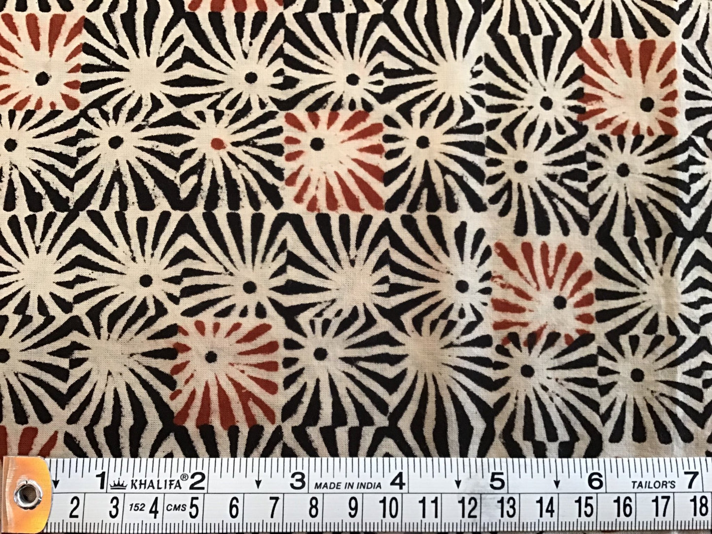 Sun burst squares Block Printed Fabric - Violet Elizabeth - Haberdashery