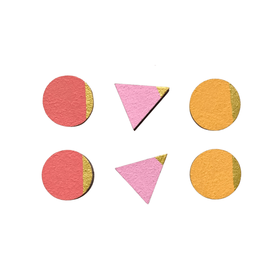 The golds hand painted wooden earring stud set - Violet Elizabeth -