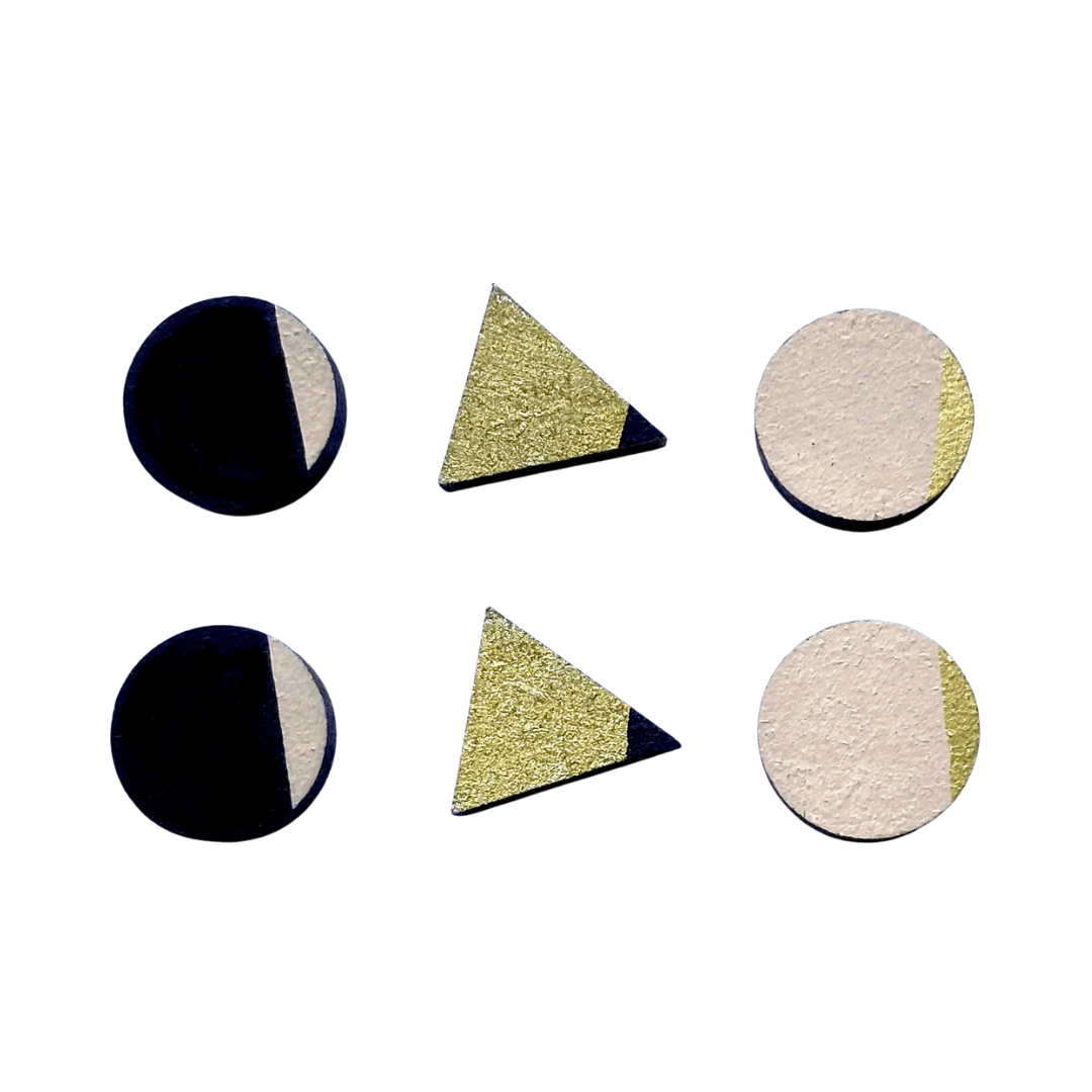 The staples stud earring set hand painted wooden studs - Violet Elizabeth -
