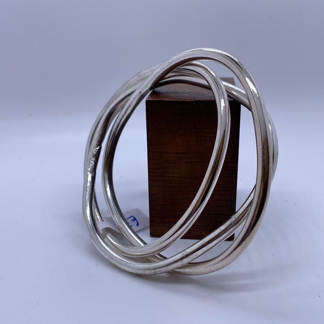 Triangular triple Brass & Silver bangle - Violet Elizabeth -