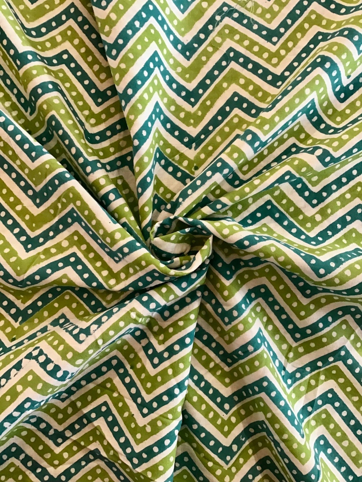 Zig zag dot Block Printed Fabric - Violet Elizabeth - Haberdashery