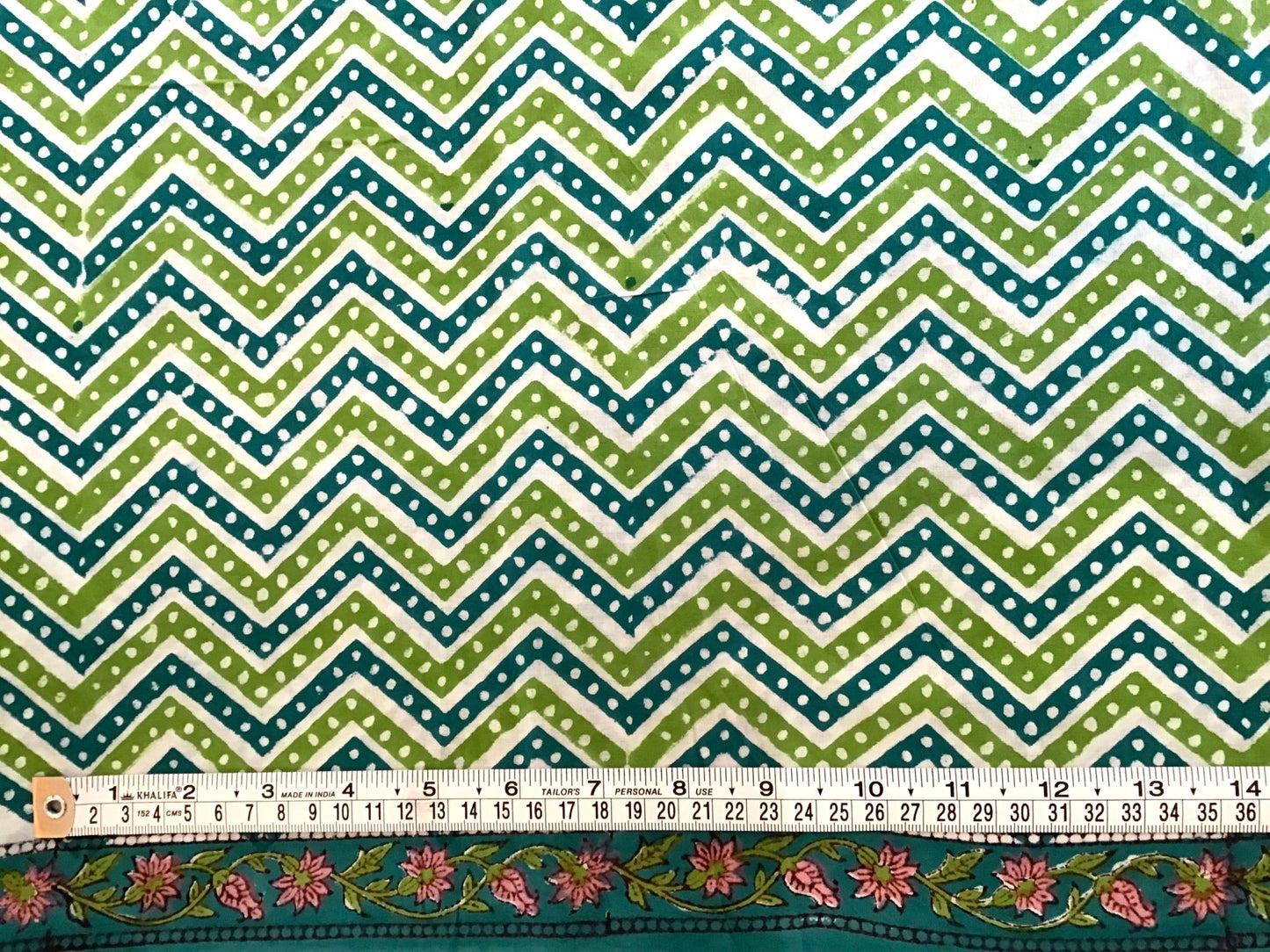 Zig zag dot Block Printed Fabric - Violet Elizabeth - Haberdashery