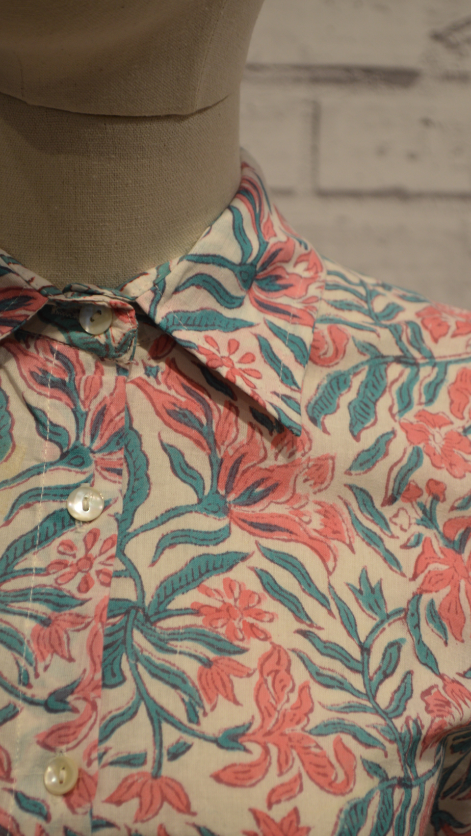 Sleeveless Pink&Blue cotton shirt - Violet Elizabeth