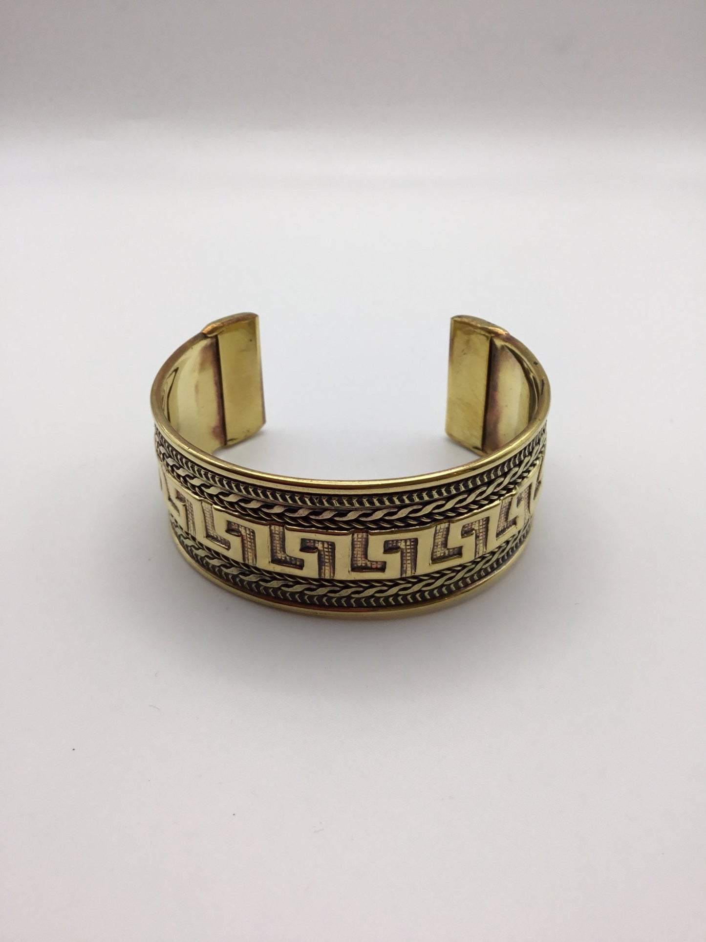 Greek Key Bangle: Brass and Silver plated brass - Violet Elizabeth - Jewellery