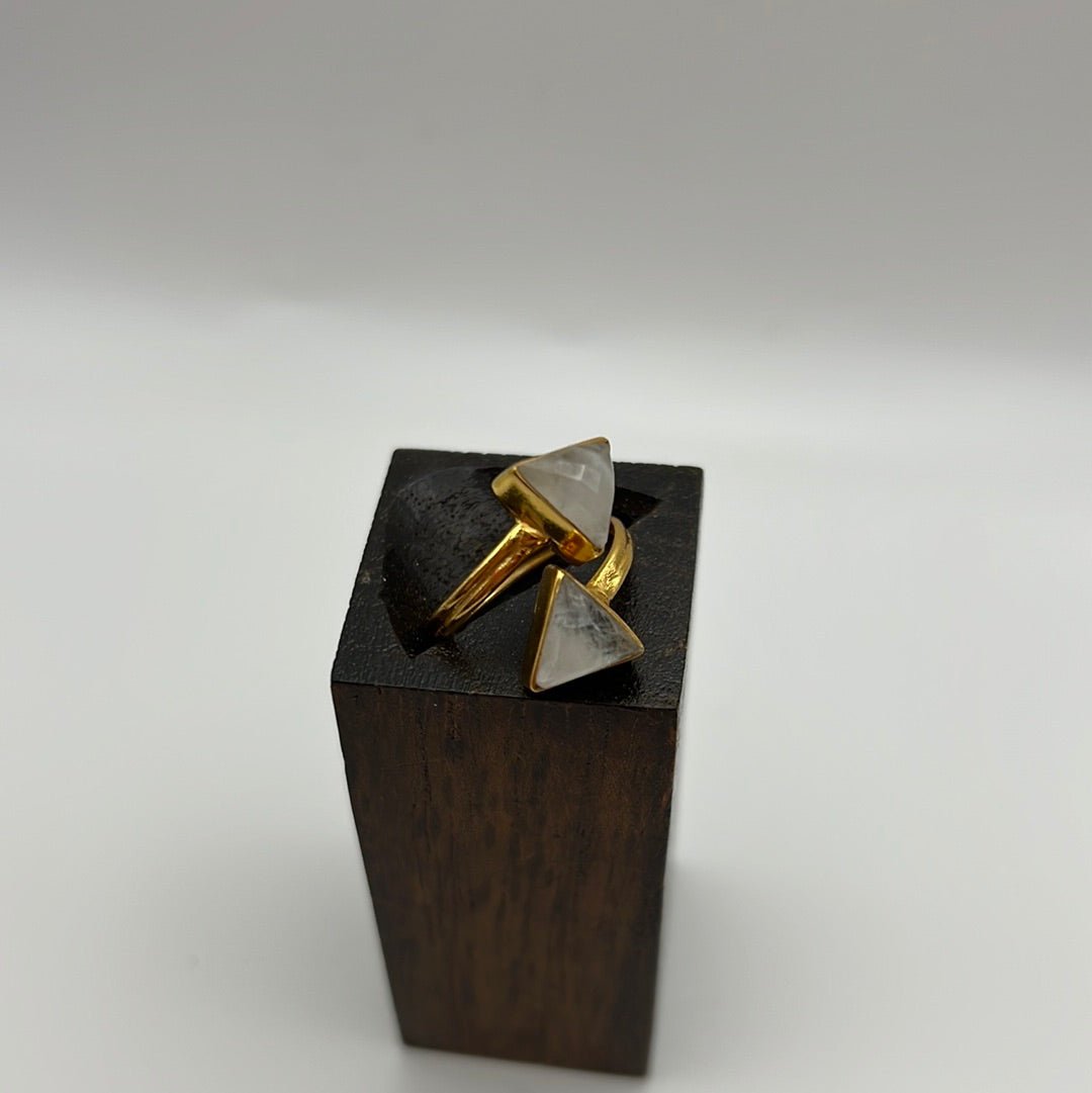 Rainbow Moonstone Double Arrowhead Ring - Violet Elizabeth - Jewellery