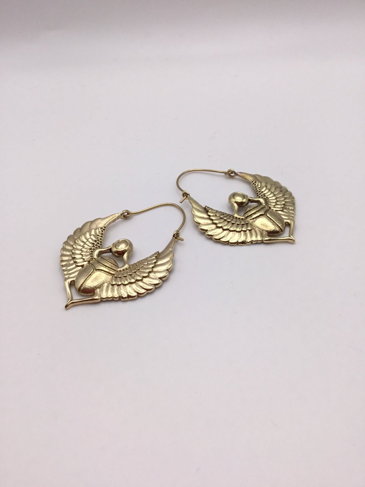 Sacred Scarab large brass hoops - Violet Elizabeth - Jewellery