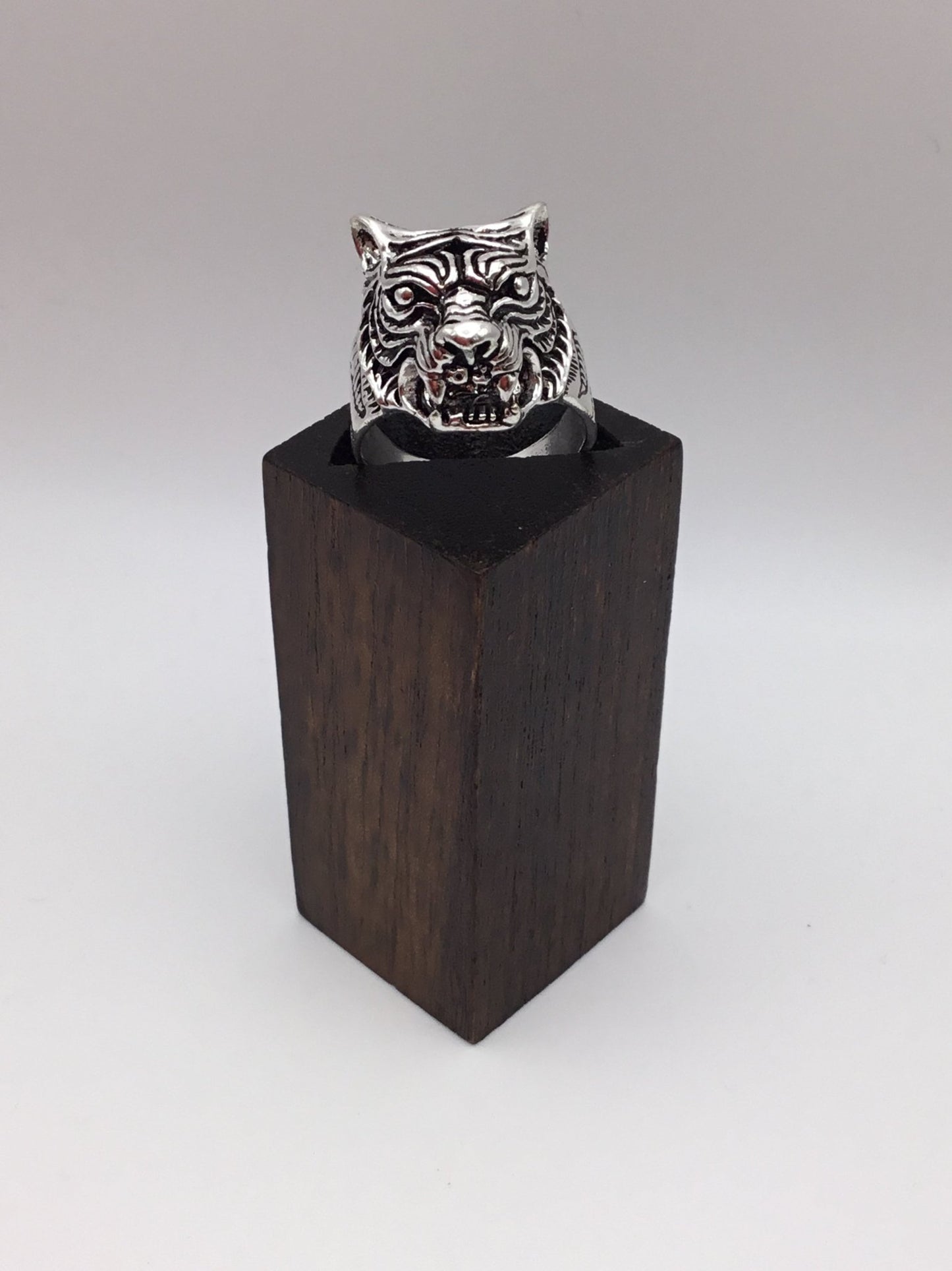 Tiger Head Ring: Brass and Silver Plated Brass - Violet Elizabeth - Jewellery