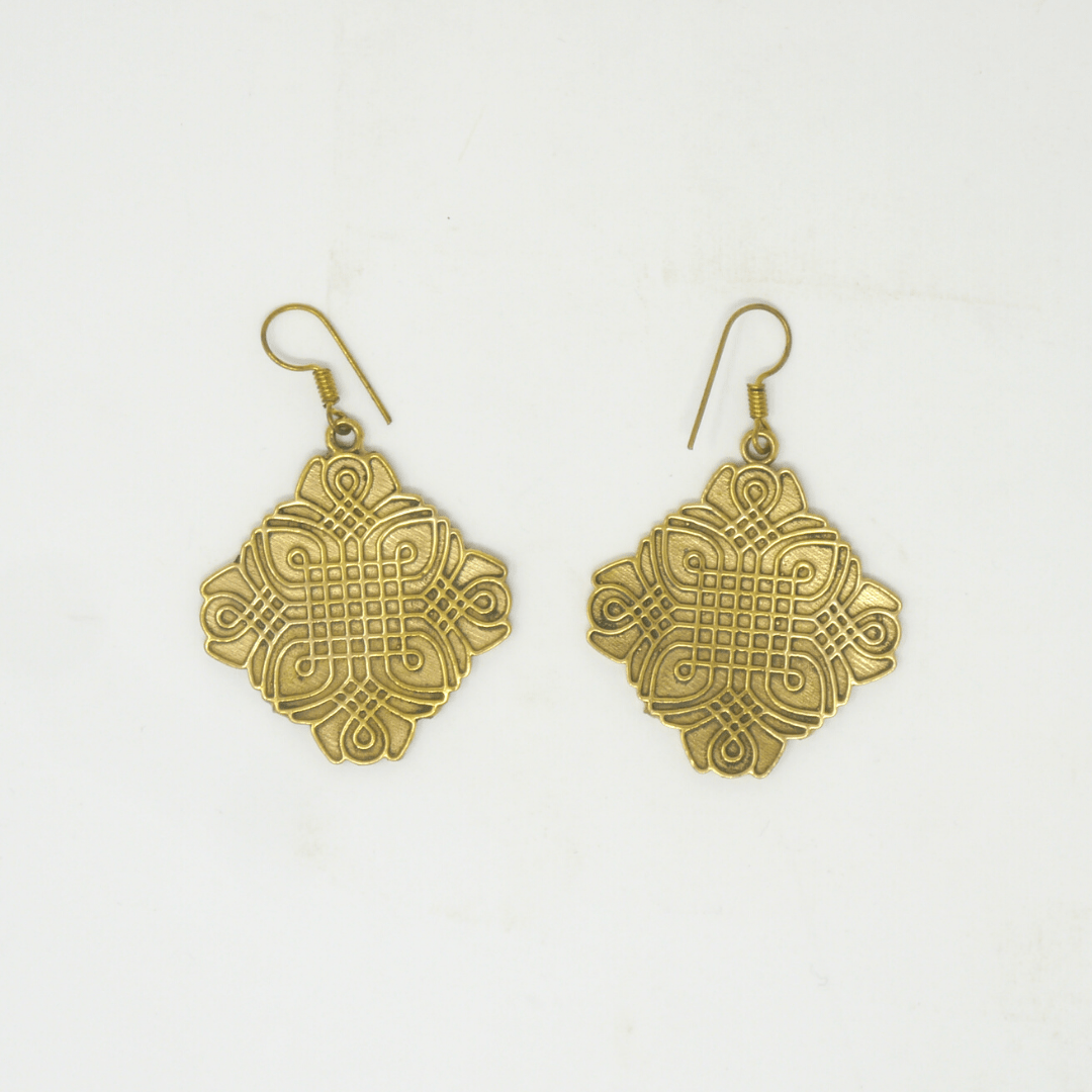 Victorian Tile brass earring - Violet Elizabeth - Jewellery