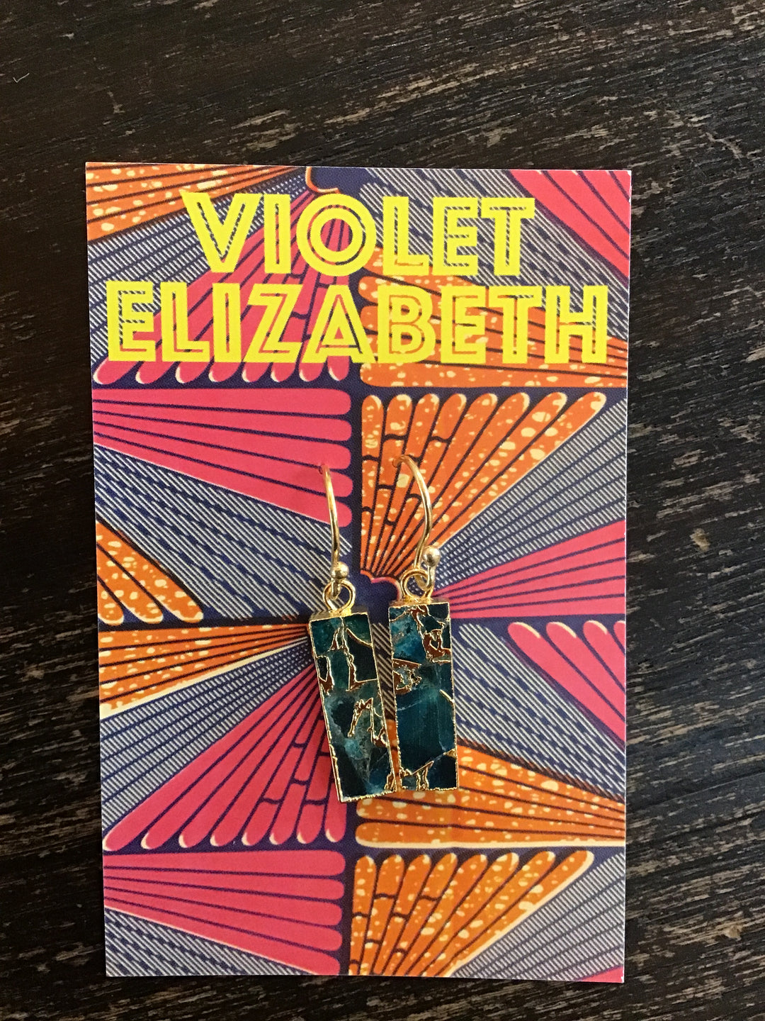 Crackle Mini Sea Green Gold Earrings - Violet Elizabeth