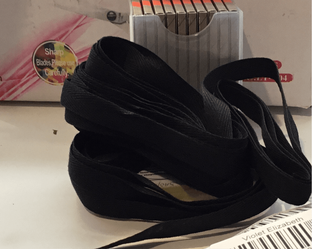 10mm black tape herringbone - Violet Elizabeth - Haberdashery